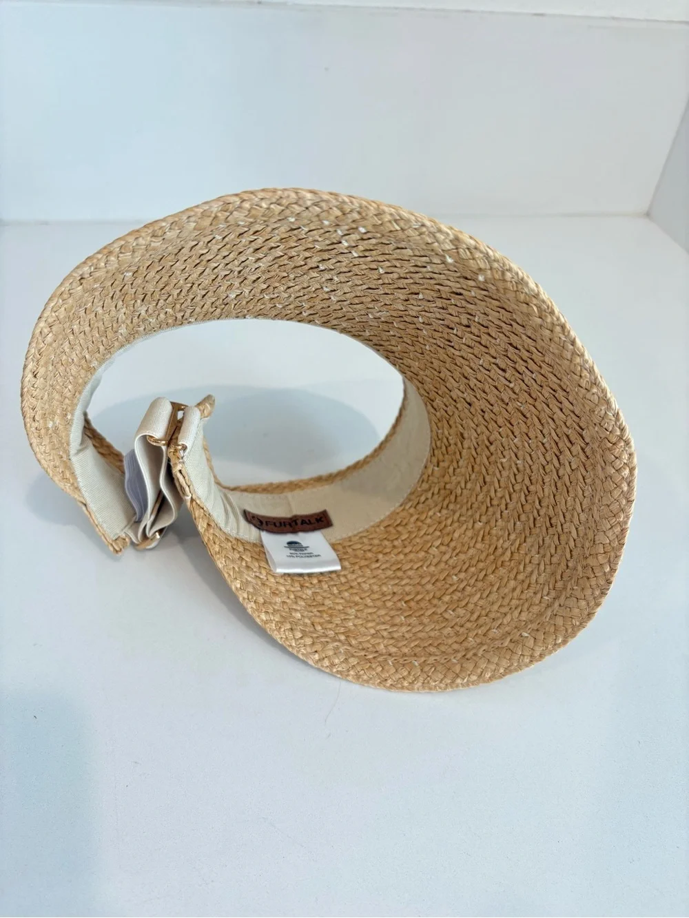 Women’s Woven Straw Visor - Adjustable, Natural Color